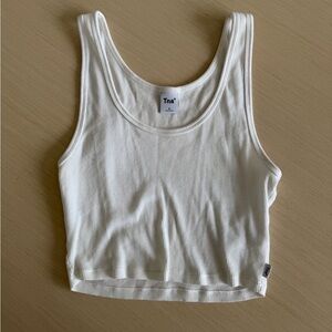 TNA Cropped White Ribbed Tank